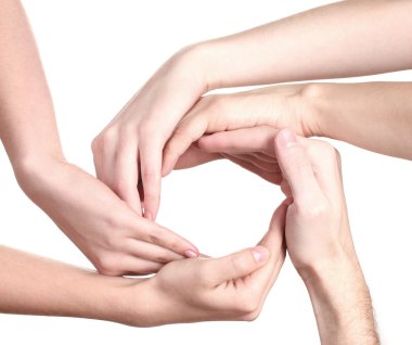 Group of young peoples hands isolated on white clipart