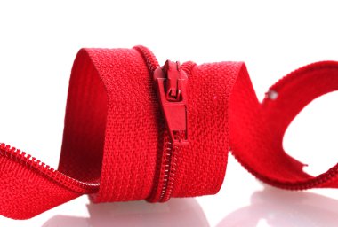 Red zipper isolated on white clipart
