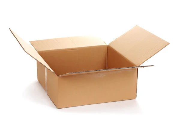 Nyissa meg az elszigetelt fehér karton doboz — Stock Fotó