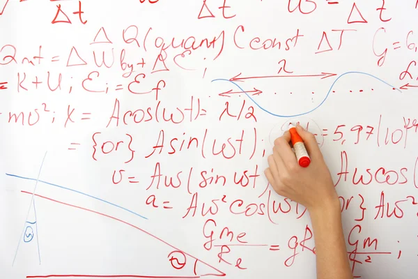 Writing on the whiteboard formulas, closeup — Stock Photo, Image