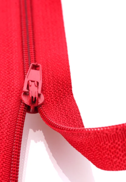 Red zipper closeup — Stok Foto