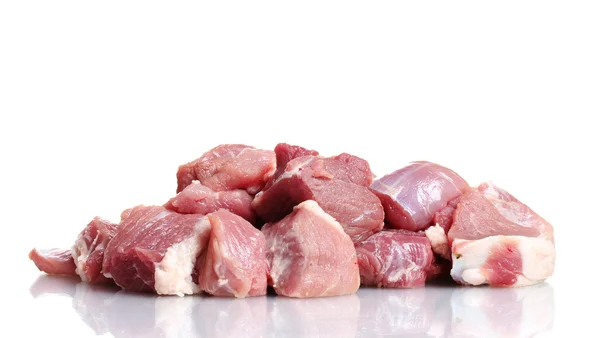 Fehér alapon izolált nyers húsdarabok — Stock Fotó