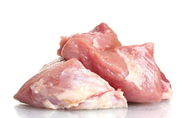 Trozos de carne cruda aislados en blanco —  Fotos de Stock