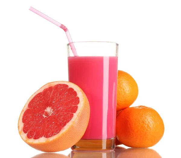 Grapefruit-lé és a friss grapefruit elszigetelt fehér — Stock Fotó