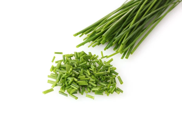 Beautiful green onion chives isolated on white — Stock Photo, Image