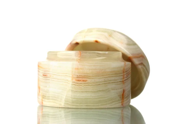 Piccolo vaso vuoto di crema isolato su bianco — Foto Stock