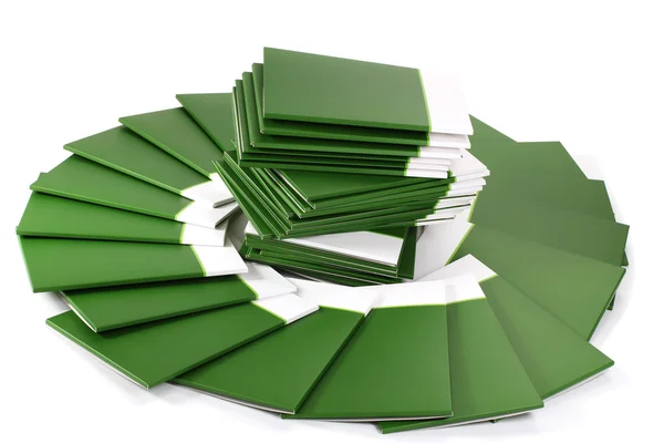 Muchas carpetas verdes aisladas en blanco —  Fotos de Stock