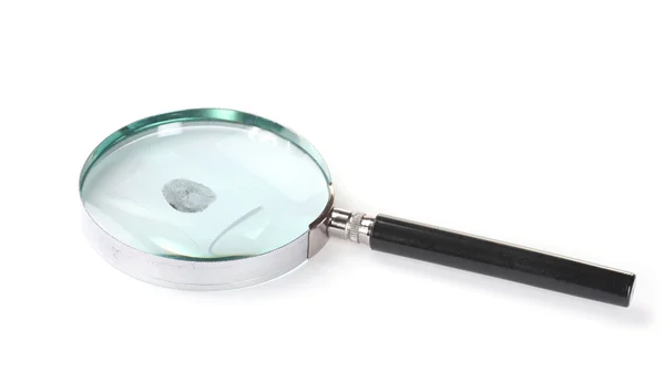 Magnifying glass and fingerprint isolated on white — Zdjęcie stockowe