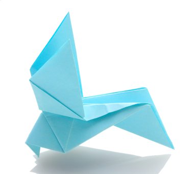 beyaz izole mavi kağıt origami güvercin