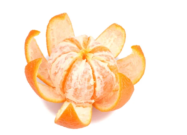 Ripe tasty tangerines with peel isolated on white — Stock Photo, Image