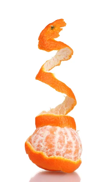 stock image Ripe tasty tangerines with peel isolated on white