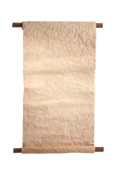 Velho pergaminho isolado no branco — Fotografia de Stock