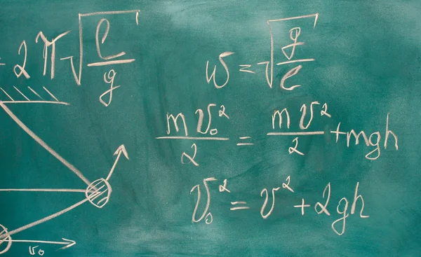 Formulas written on green chalkboard — Stock Photo, Image