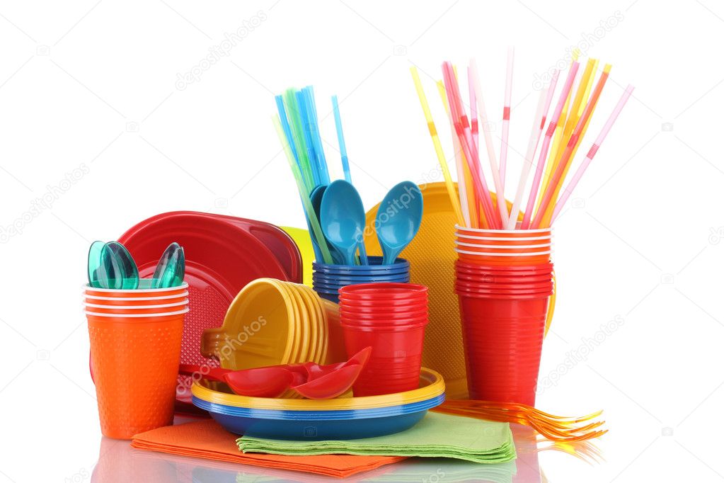 Placas de plástico, platos de plástico, platos desechables de plástico,  sopa de basura, placas, blanco Fotografía de stock - Alamy