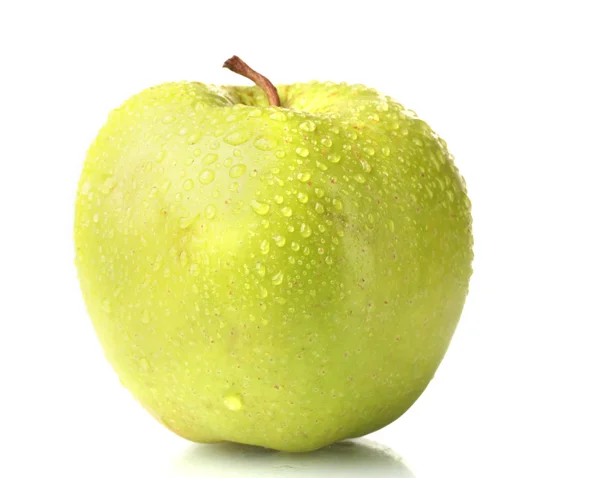 Zralé zelené jablko izolovaných na bílém — Stock fotografie