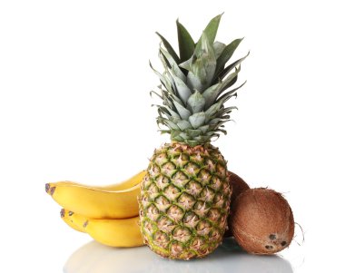 ? oconut, muz ve ananas izole beyaz