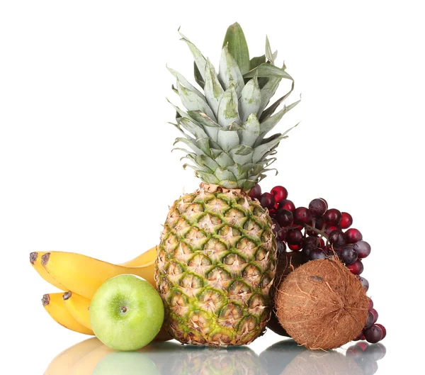 Fresh tropical fruits isolated on white — Stock Photo, Image