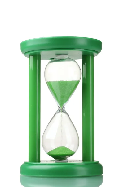 Reloj de arena verde aislado en blanco — Foto de Stock