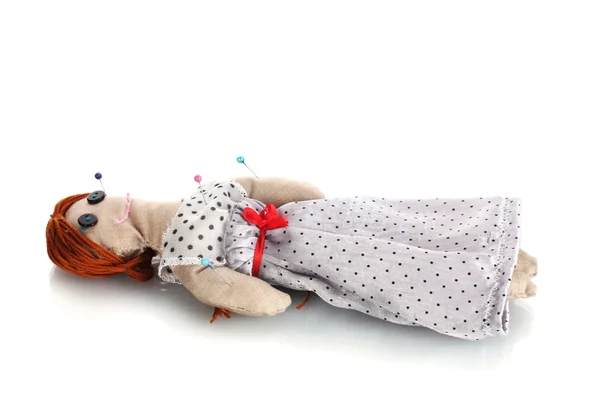 Voodoo-Puppe Mädchen isoliert auf weiß — Stockfoto