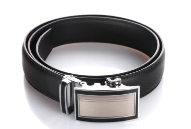 Mens leather belt isolated on white clipart