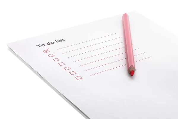 To-do-Liste mit Bleistift auf weiß isoliert — Stockfoto