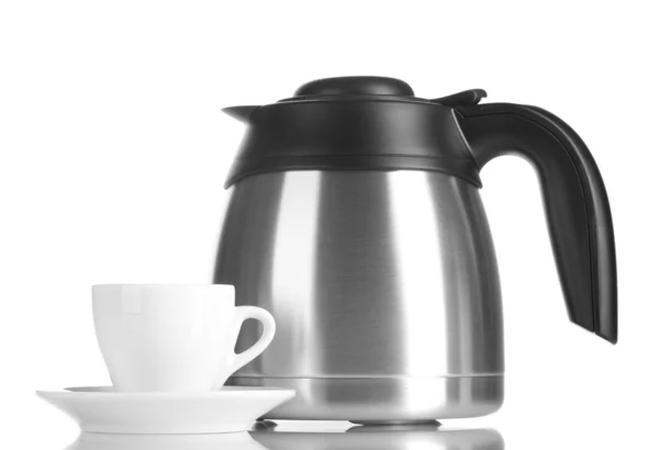 Чайник і чашка ізольовані на білому — стокове фото