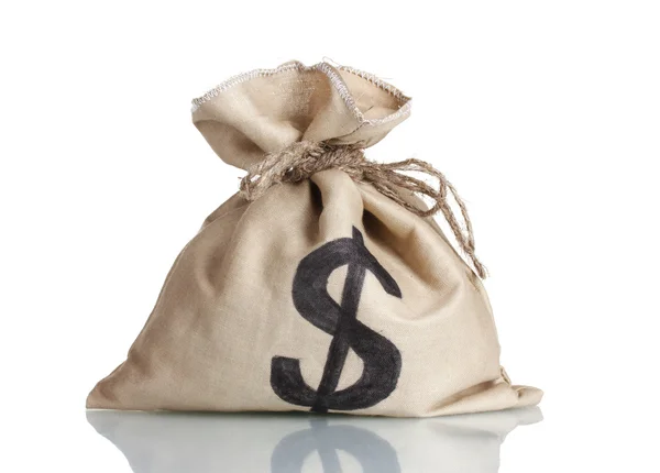 Una borsa con un simbolo di dollaro isolato su bianco — Foto Stock