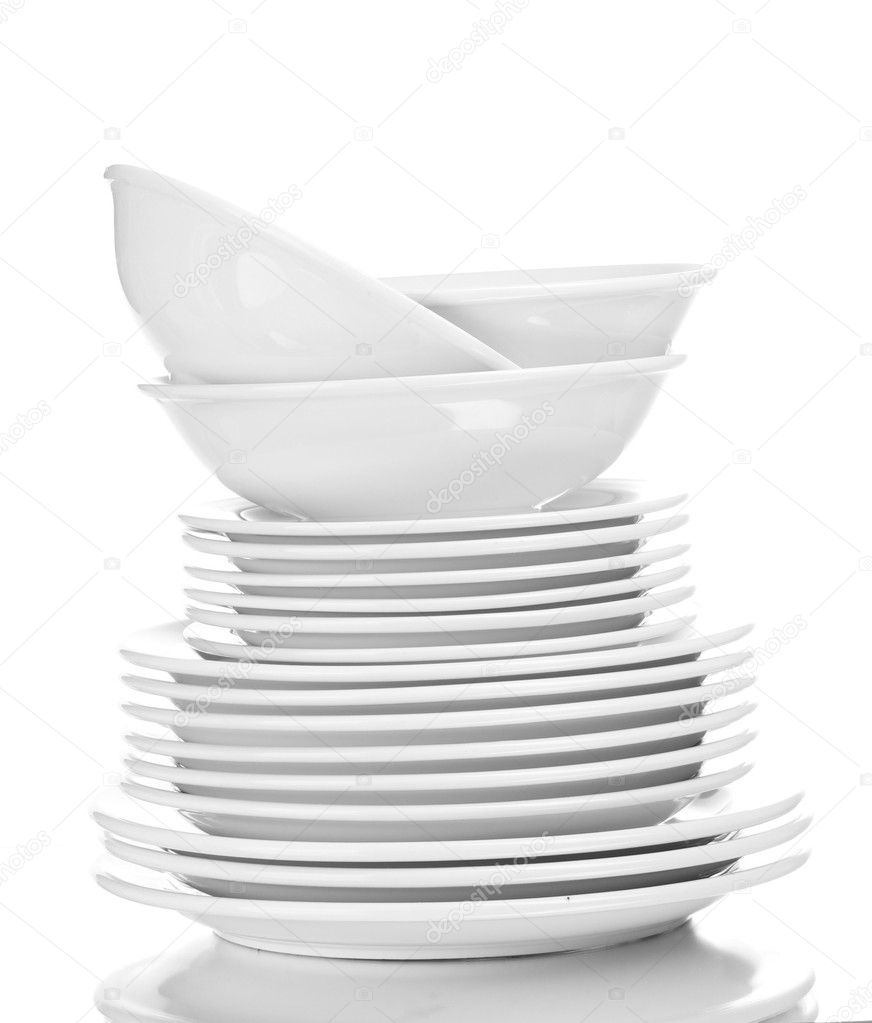 Clean plates isolated on white