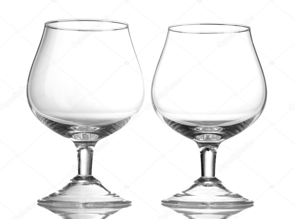 Two empty glasses isolated on white