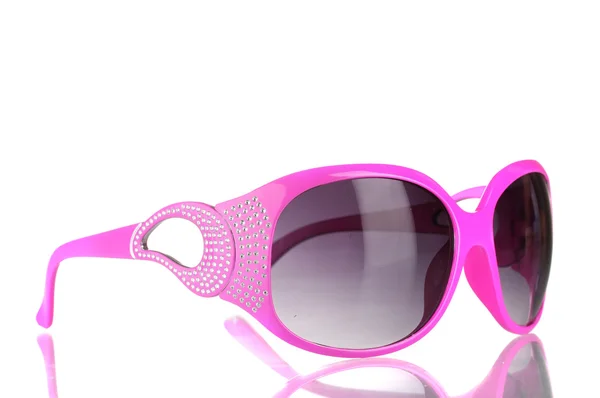 Womens zonnebril met diamanten geïsoleerd op wit roze — Stockfoto