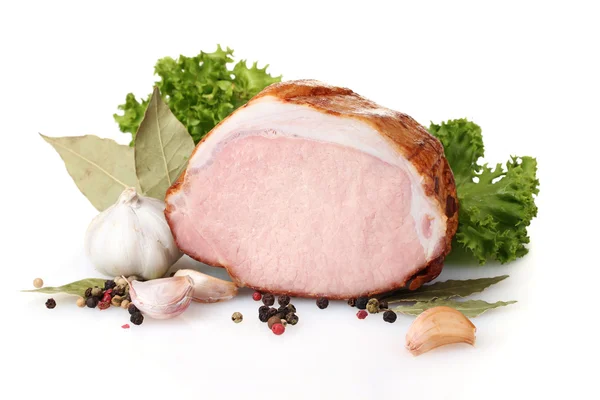 Tasty ham isolated on white — Stock Photo, Image