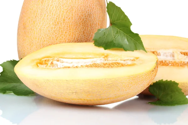 Ripe sliced melon isolated on white — Stock Photo, Image