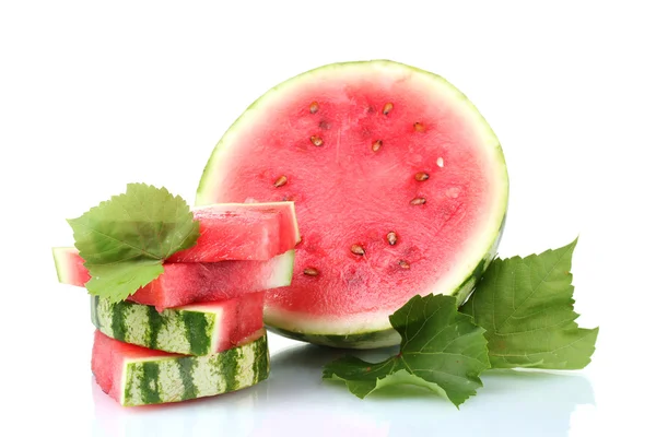Zralé plátky melounu izolovaných na bílém — Stock fotografie