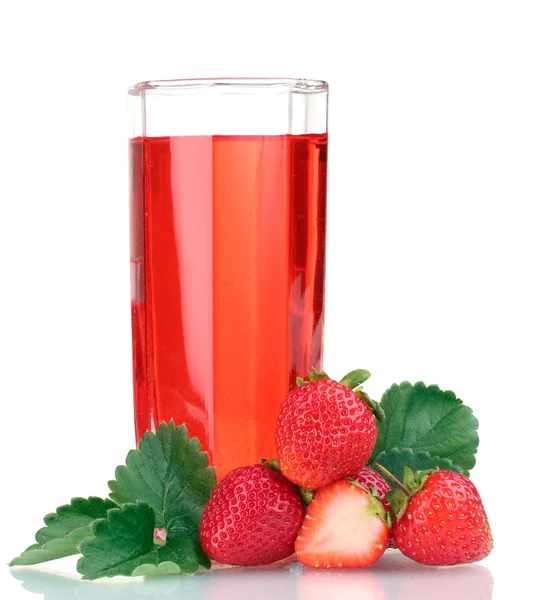 stock image Fresh strawberry and juice glass isolated on white