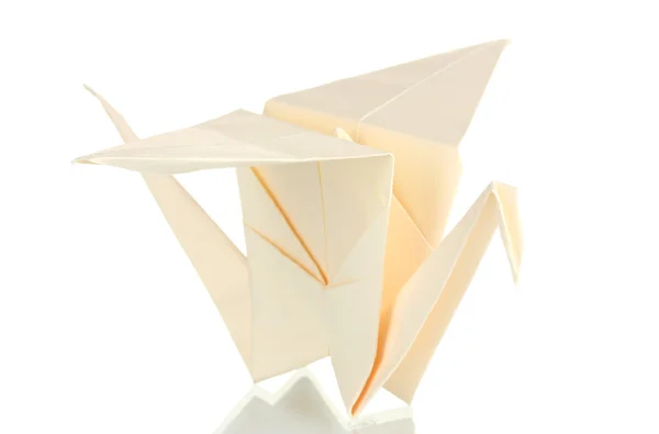 Origami grue en papier isolé sur blanc — Photo