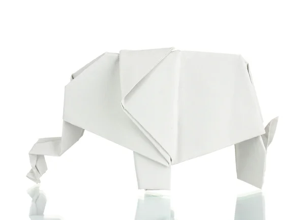 종이 접기 종이 코끼리 흰색 절연 — 스톡 사진