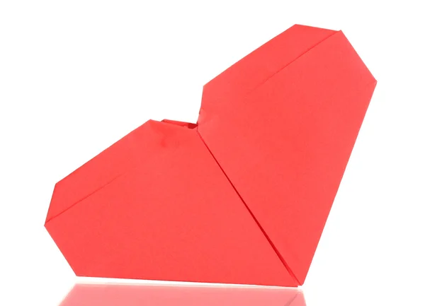 Origami corazón de papel aislado en blanco — Foto de Stock