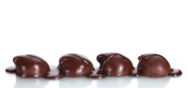 Hocolate μπισκότα χύνεται σοκολάτα που απομονώνονται σε λευκό — Φωτογραφία Αρχείου