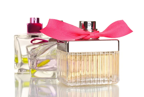 Tres frascos de perfume aislados en blanco —  Fotos de Stock