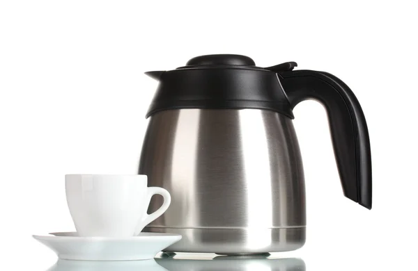 Teekanne und Tasse isoliert auf weiß — Stockfoto