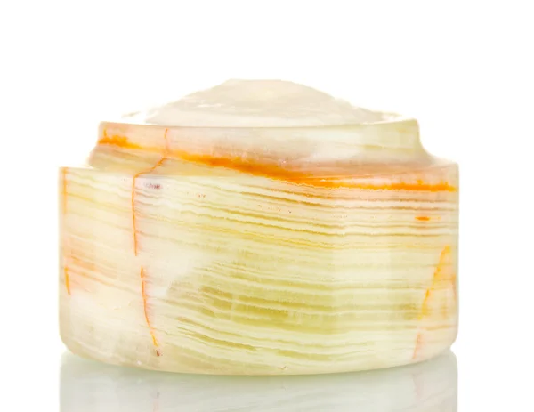 Opened jar of cream isolated on white — Stock Photo, Image