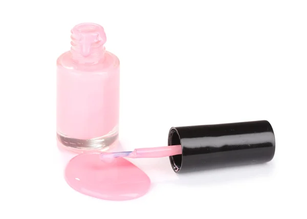 Esmalte de uñas rosa aislado en blanco —  Fotos de Stock