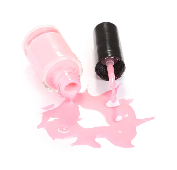 Esmalte de uñas rosa aislado en blanco — Foto de Stock