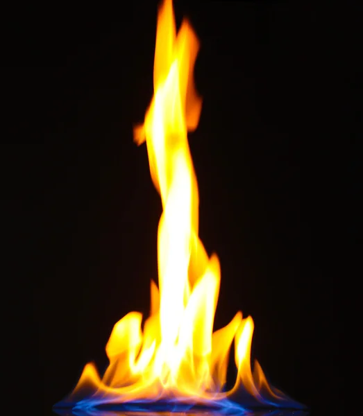 Schönes Feuer auf schwarzem Hintergrund — Stockfoto