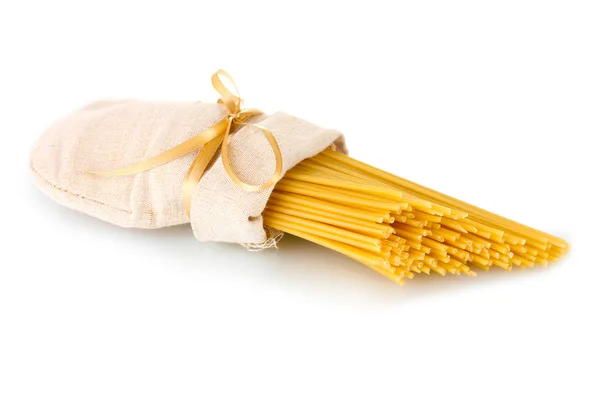 Pasta in a bag isolated on white — Stock Photo, Image