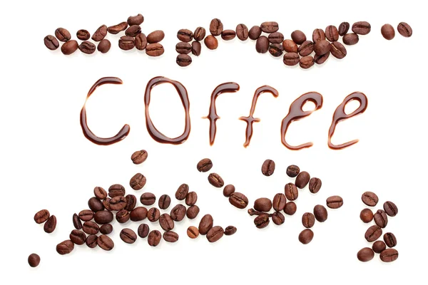Inscriptie koffie geïsoleerd op wit — Stockfoto