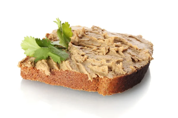 Fresh pate on bread isolated on white — Stock Photo, Image
