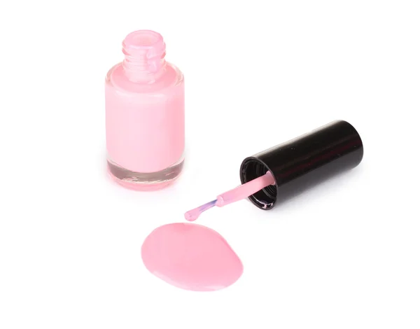 Różowy lakier do paznokci na białym tle — Zdjęcie stockowe