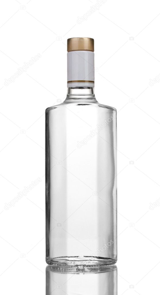 Bottle of vodka isolated on white