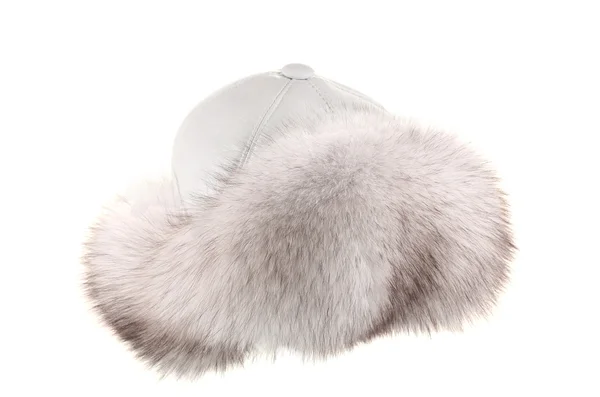 Beyaz izole womans kış şapka — Stok fotoğraf
